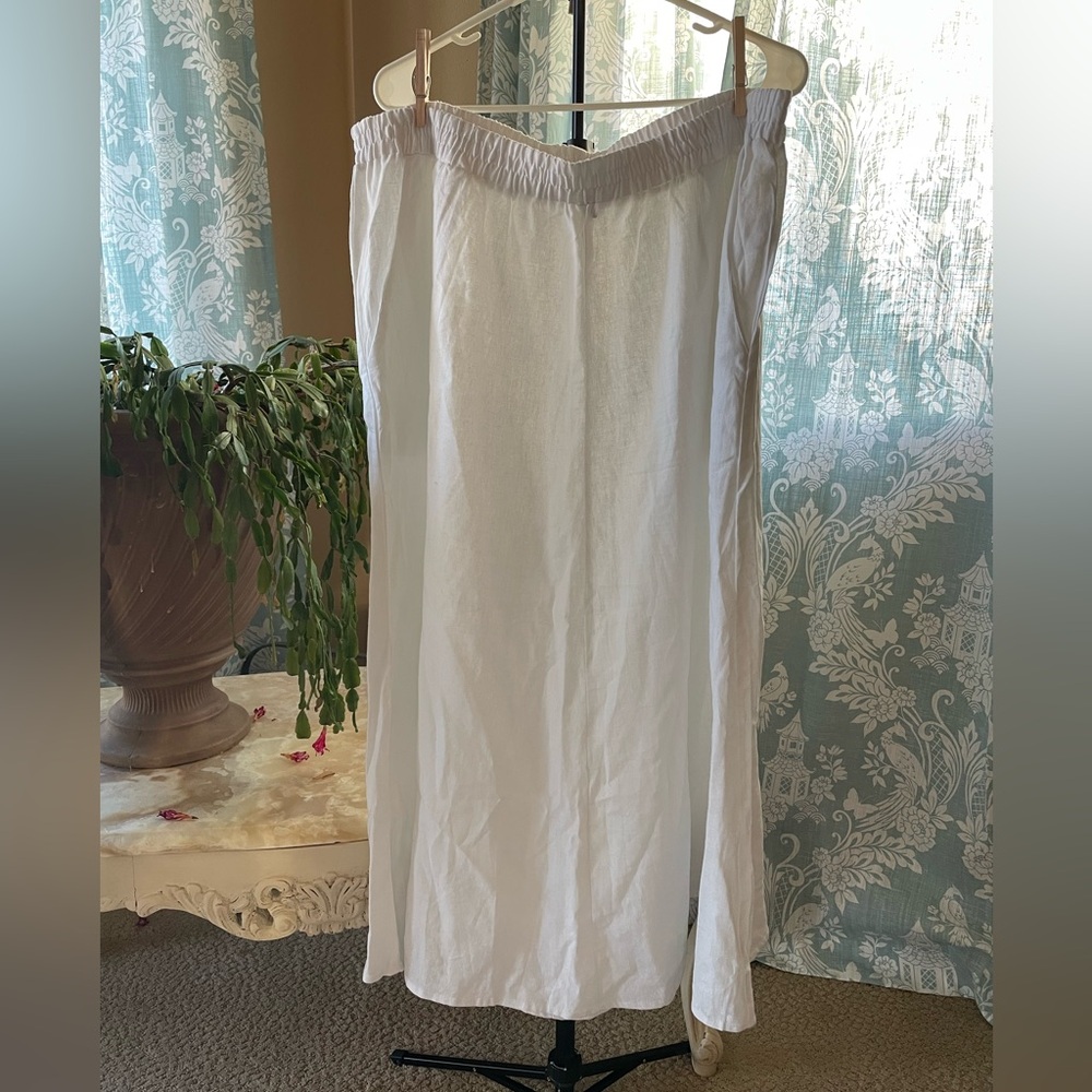 Jessica London white linen blend midi skirt
